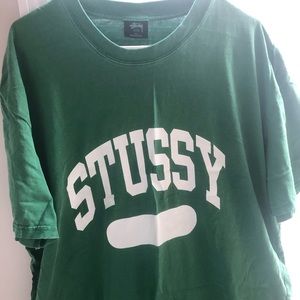 Stüssy bundle, green t shirt and hoodie with pink logo